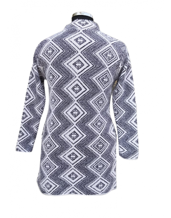 Women Long coat Grey Jacquard design